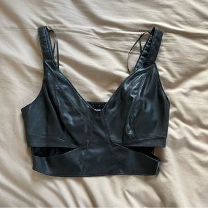 NWOT Zara Black Cut Out Leather Crop Top